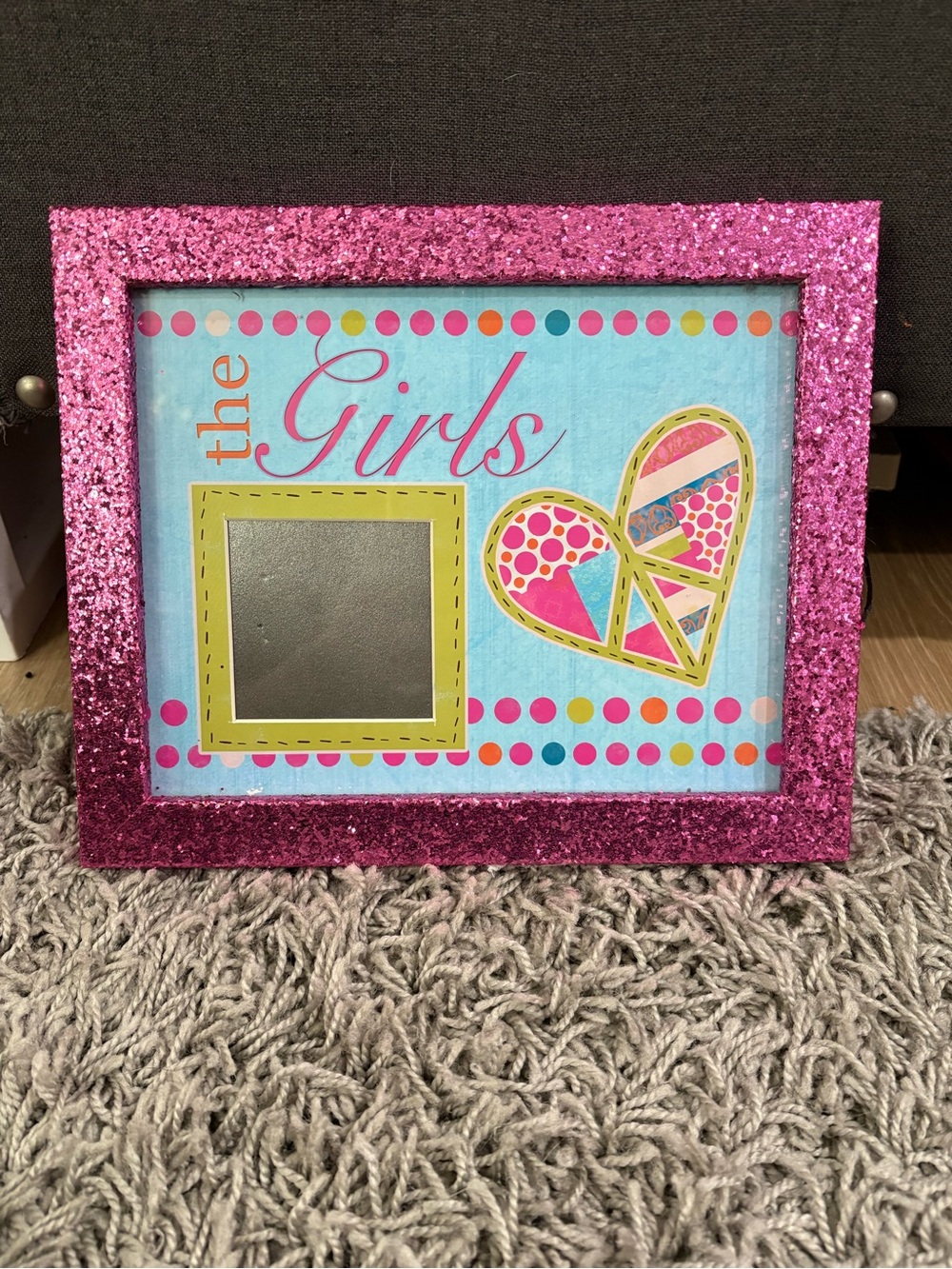 Girls Sparkle Pink Glitter Picture Frame Wall Decor